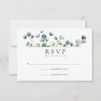 Watercolor Eucalyptus Geometric Wedding RSVP