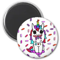 Cute Unicorn with Butterfly on Nose Candy Sprinkle Magnet