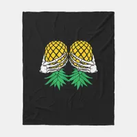 Halloween Upside Down Pineapple Swinger Skeleton Fleece Blanket