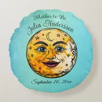 Over the Moon Baby Shower Celebration Round Pillow