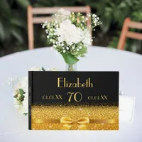 70th birthday black gold classic elegance guest book