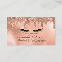 Glitter Blush Gold Eyelash Extension Loyalty Business Card