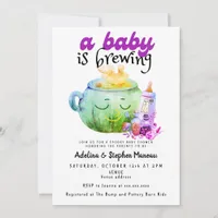 Baby Brewing Halloween Witch Cauldron Baby Shower Invitation