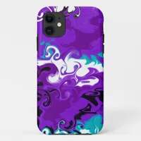 Personalized Purple Waves Fluid Art  iPhone 11 Case