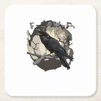 F-Caw-F Funny Raven Pun Gothic Crow Humor Retro Cl Square Paper Coaster