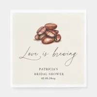 Love is Brewing Coffee Beans Bridal Shower Napkins