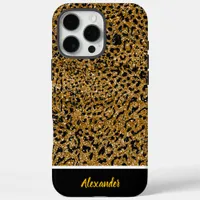 Sparkling leopard print fabric iPhone 16 pro max case