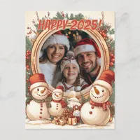 Customizable Snowman Happy New Year Postcard