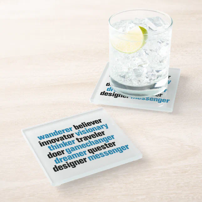 Innovator Gamechanger Visionary Dreamer Tag Cloud Glass Coaster