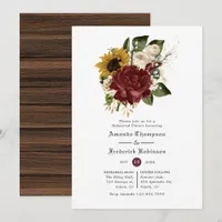 Rustic Autumn Floral Wedding Rehearsal Dinner Invitation