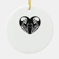 Skeleton Heart Hands Sign Halloween Costume Retro  Ceramic Ornament
