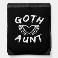 Goth Aunt Punk Skeleton Heart Hands Gothic Design Drawstring Bag
