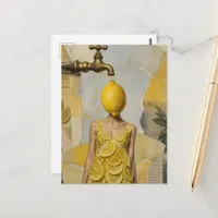 Surreal Fantasy Lemon Lady Collage Postcard