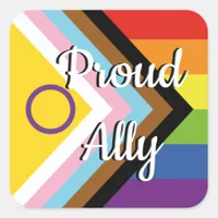 Proud Ally | Intersex Inclusive Pride Flag  Square Sticker