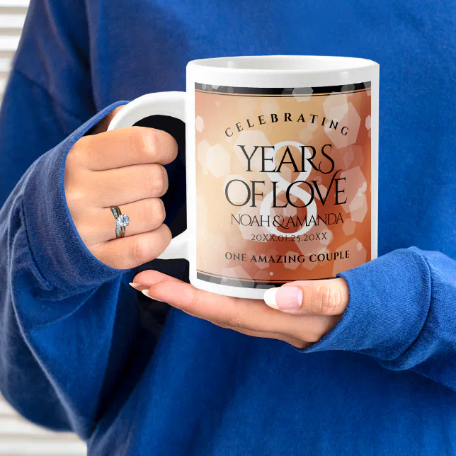 Elegant 8th Bronze Wedding Anniversary Celebration Giant Coffee Mug