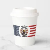 Bald Eagle Bust with American Flag Background Paper Cups