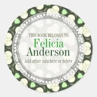 Green Atoms Pattern Gift Book label Sticker