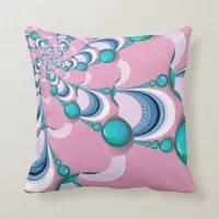 Pink + Mint Groovy Swirl Fractal Cushion