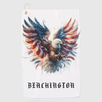 *~* American Flag AP16 Bald EAGLE . USA Golf Towel