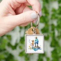 Father and Son Watercolor Illustration Ai Art Keychain