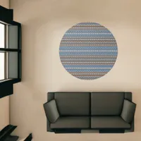 Southwest Style Blue and Brown Geometric 5' Round Rug