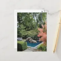 Surreal Funny Beautiful Elephant in the pool Postcard