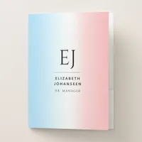 Modern Initials Monogram Blue Pink White Gradient  Pocket Folder