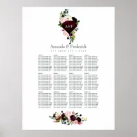40th Ruby Wedding Anniversary Seating Poster