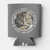 World's Best Cat Dad Cute Custom Pet Photo Can Cooler