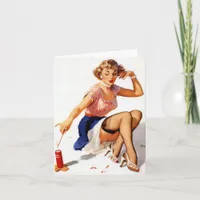 Vintage Pinup Gal  July 4th Card