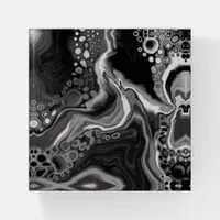 Black and White Marble Fluid Art Paperweight
