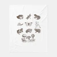 Cottagecore Aesthetic Mushroom Academia Frog Gobli Fleece Blanket