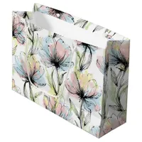 Abstract Alcohol Wash Pen and Ink Large Flowers Large Gift Bag