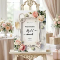 Watercolor Blush Pink Roses Pearls Bridal Shower Foam Board