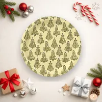 Vintage Gold Typographic Christmas Tree Pattern Paper Plates