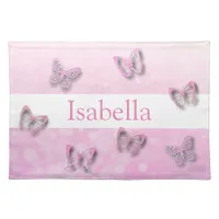 Personalized Pink Butterfly Name Place Mat