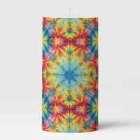 Tie Dye Spiral in Aqua Pillar Candle 