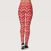 Santa Surrounded By Snowflakes Red Novelty Leggings