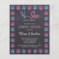 Budget Gender Reveal Paw Prints Blue Pink