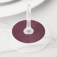 Burgundy Vintage Calligraphy Wine Glass Tag