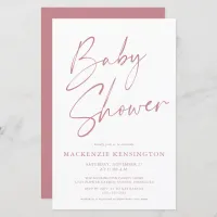 Budget Dusty Rose Mauve Simple Script Baby Shower