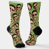 Custom Funny Face Photo All Over Socks Greenery