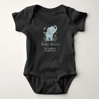 Adorable Elephant Blue Baby Boy Shower Baby Bodysuit