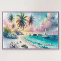 Maldives Luxury Sketch Watercolor  | Jigsaw Puzzle