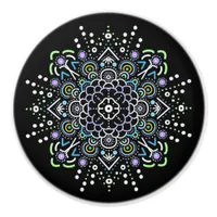 Black, Purple and Green Mandala  Ceramic Knob