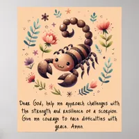 Kids Christian Prayer Woodland Scorpion on Peach | Poster