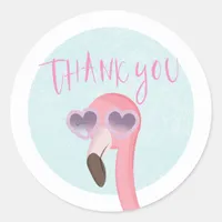 Tropical Summer Flamingo Thank You Favor Sticker