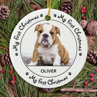 My First Christmas- Cute Dog Black Puppy Pet Photo Ceramic Ornament