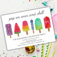 Pop On Over And Chill Popsicle Birthday Party Invitation