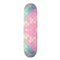 Pastel Pink Ombre Watercolor Mermaid Scales Skateboard